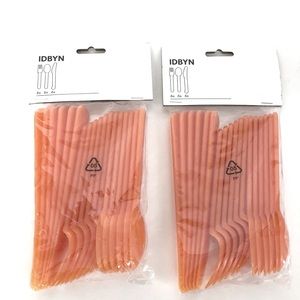 IKEA Plastic Cutlery Adult-Size IDBYN Knife Fork Spoon Set Utensils, 36-piece